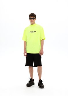 Oversized unisex t-shirt. Features a minimalistic print in NEON edition. Material: 95% cotton, 5% elastane Model wears: M sizeModels height: 173 cm Neon Graphic Print T-shirt With Crew Neck, Casual Neon T-shirt With Screen Print, Neon Cotton Crew Neck T-shirt, Neon Tops With Graphic Print For Summer, Neon Graphic Print Top For Summer, Trendy Neon Short Sleeve Tops, Spring Athleisure T-shirt For Streetwear, Oversized Modern T-shirt For Summer, Modern Oversized T-shirt For Summer