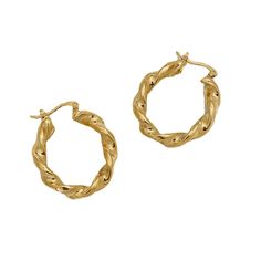 ✨ Elevate your everyday style with our Helix Twist 18K Gold Hoop Earrings – a perfect blend of sophistication, comfort, and timeless charm! Crafted with precision, these earrings feature a helix twist design that adds a touch of contemporary flair to the classic hoop silhouette. The 18 Karat gold electroplating over stainless steel not only enhances the luster but also ensures a hypoallergenic and lightweight wear, making them perfect for everyday use. Whether you're heading to the office or a n Modern Twist Everyday Earrings, Twisted Yellow Gold Hoop Earrings For Everyday, Everyday Twisted Yellow Gold Hoop Earrings, Everyday Yellow Gold Twisted Hoop Earrings, Small Hoop Earrings With Modern Twist, Tarnish Resistant, Modern Twist Small Hoop Earrings Tarnish Resistant, Modern Twist Gold-plated Hoop Earrings, Modern Twist Gold Plated Hoop Earrings, Modern Twist Yellow Gold Hoop Earrings For Everyday