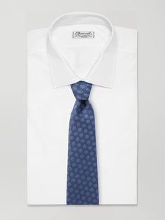 Charvet is widely considered the world's first shirt shop, so a stellar selection of accompanying accessories was a natural progression. The perfect finishing touch, this silk-jacquard tie is detailed with a recurring circular pattern. Luxury Ties For Work, Luxury Ties For Semi-formal Occasions, Luxury Semi-formal Neckwear With Ties, Luxury Ties For Workwear, Luxury Standard Tie For Work, Luxury Standard Tie For Workwear, Luxury Tie For Workwear, Designer Workwear Ties, Luxury Neckwear For Office