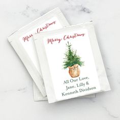 personalized christmas candy bar wrappers with tree on top and merry christmas written in red