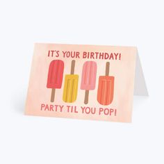 it's your birthday party til you pop card with pops on the front and bottom