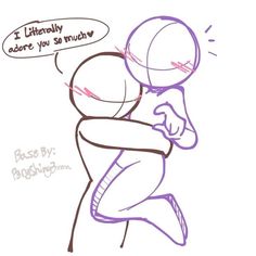 a drawing of two people hugging each other and one has a speech bubble above their head