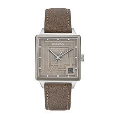 In celebration of the 100th anniversary of Frank Lloyd Wright's Mayan revival masterpiece, Ennis House, Bulova expands its collection honouring the legendary architect's work with a new men's timepiece. Built in 1924 in Los Angeles, ennis house was constructed using 27,000 granite blocks and resembles the ancient temples of Mesoamerica. Bulova has channelled this aesthetic into a geometric case with a sapphire crystal with a laser etching of Ennis house on the case back. The textured medallion r Modern Automatic Watches For Anniversary, Modern Automatic Anniversary Watch, Modern Automatic Watch Accessories For Anniversary, Leather Chronometer Watch For Anniversary, Leather Chronograph Watch For Anniversary, Anniversary Leather Chronograph Watch, Anniversary Chronograph Watch With Rectangular Dial, Modern Quartz Watches For Anniversary, Silver Leather Watches For Anniversary