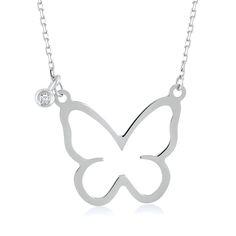 Diamond Butterfly Necklace - Gelin Diamond Sterling Silver Butterfly Pendant Necklace, Sterling Silver White Gold Jewelry With Butterfly Charm, Sterling Silver Necklace With Butterfly Charm, 14k Gold Jewelry With Silver Butterfly Charm, Silver 14k Gold Jewelry With Butterfly Charm, White Gold Necklace With Butterfly Charm In Sterling Silver, White Gold Necklace With Butterfly Charm, White Gold Sterling Silver Necklace With Butterfly Charm, Sterling Silver Butterfly Charm Necklace