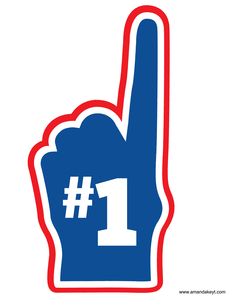 a blue and red hand with the number one on it's thumb up sign