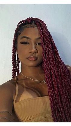 Twist Braids Vermelho, Red Box Braids, Red Curls, Natural Hair Stylists, Braids Hairstyles Pictures, Quick Braided Hairstyles, Twist Braid Hairstyles