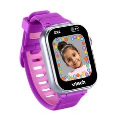 VTech KidiZoom Smartwatch DX4 Horizon - Purple Watches For Kids, Kidizoom Smartwatch, Telling Time Practice, Baby Learning Toys, Sensory Development, Top Toys, Wearable Tech, Telling Time, Micro Usb Cable