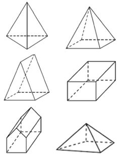 six different shapes are shown in the same drawing style, each with one point at the top