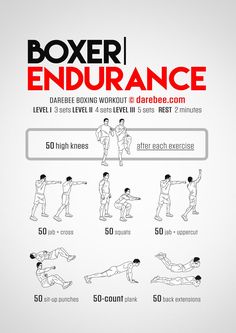 an exercise poster with instructions to do the boxe and chest exercises for beginners