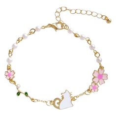 Fashion Sakura and Cat Bracelet PN1951 ●Material: Alloy Size: 19cm+5cm extend chain ●About Shipping: We attach great importance to the orders of each customer and parcel delivery. 1.Processing time: 2-3 business days. 2.Shipping time: 10-15 business days to US, please allow 3-4 weeks shipping to other country.(Shipping times can be affected by variable customs clearance times or public holidays.) White Alloy Charm Bracelet As Gift, White Adjustable Alloy Charm Bracelet, Cat Design Bracelet Jewelry Gift, Cat Design Bracelet Jewelry For Gift, Adjustable White Jewelry With Cat Design, Adjustable White Cat Design Jewelry, Louis Vuitton Bracelet, Cat Bracelet, Clothing Shopping