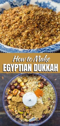 how to make egyptian dukkah in a food processor with the title overlay