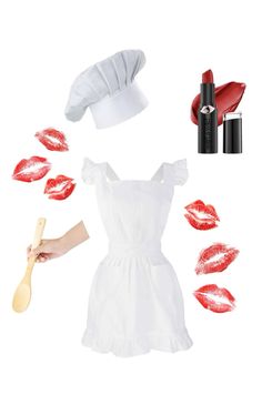 a woman's outfit with lipstick and accessories