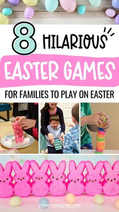 If you are looking for some fun Easter games for kids to make your school celebration a success, then you're in luck! Whether you are hosting an Easter event for a few families or planning a large event for the entire elementary school, these fun Easter games and activities will ensure that everyone has a blast. Get the best ideas for school events, school celebration ideas, school PTO inspiration & hosting occasions ideas for elementary schools at roommomrescue.com! Easter Morning Ideas For Kids, Indoor Easter Games, Hosting Easter Ideas, Easter Games For Families, Diy Easter Games, Easter Class Party, School Easter Party, Games For Families