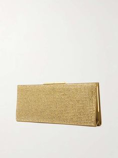 SAINT LAURENT Midnight crystal-embellished satin clutch | NET-A-PORTER Simplicity Fashion, Satin Clutch, Fall Bags, Flat Dress Shoes, Italy Outfits, Promotional Design, Shoe Print, Fine Jewelry Designers, Saint Laurent Bag