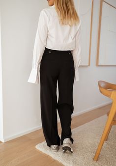 Long pants Sizing runs true to size Patches on the waist Our models wear the White Orlando Shirt, Black Anais Blouse, Ecru Anais Blouse and Grey Tulsa Sweater Not lined Two pockets on the front Zipper and button Sizes: S / M / L S: Length 42.91 in - Width 13.78 inM: Length 43.31 in - Width 14.57 in L: Length 43.70 in - Width 15.35 in Contexture: 97% polyester - 3% spandex Washing: handwash recommended Casual Office Dress Pants With Buttons, Fall Workwear Bottoms With Button Cuffs, Wide Leg Dress Pants With Buttons For Work, Classic Wide Leg Pants For Workwear With Buttons, Versatile Workwear Bottoms With Buttons, Versatile Buttoned Bottoms For Workwear, Straight Dress Pants With Button Cuffs For Work, Chic Workwear Pants With Button Cuffs, Workwear Straight Pants With Buttons