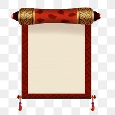 a red and gold frame with an empty paper on the bottom, in front of a white background