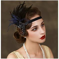 Gatsby Hair Accessories, Great Gatsby Hair, Estilo Charleston, Great Gatsby Hairstyles, Great Gatsby Headpiece, Gatsby Accessories, Flapper Hair