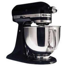 a black kitchen mixer on a white background