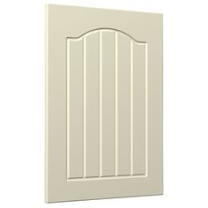 a white door with bars on the top and bottom panel, in front of a white background