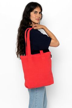 BD01 - Bull Denim Tote Bag Tomato Color, Bus Pass, Denim Tote Bags, Denim Tote, Everyday Tote, Light Pink Color, Off White Color, Bag Handle, Los Angeles California