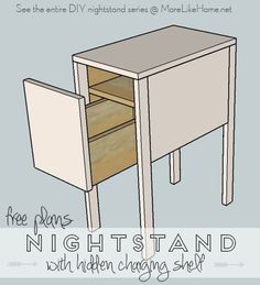 the plans for a night stand with hidden storage compartment