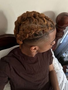 Bleach Dreads Men, Ginger Dreads Black Man, Three Barrel Twist Locs, Ginger Cornrows Men, Ginger Locs Black Man, Cornrow Locs Men, Honey Brown Locs Men, Dread Cornrows Men, Dyed Cornrows Men