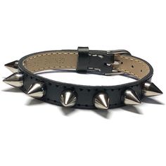 "Spike Studded Leather Bracelet Wristband, 10mm Flat Black Leather Buckle Bracelet Wristband With Spike Studs, Spiked Flat Leather This black leather wristband is 8mm wide and about 8 inches long. It can fit a wrist from 5.5\" to 7.5\" around. The strap is made of Genuine leather and are stamped as such on the back. They are sewn around the edges for more durability. It has 7 Silver screw back Spike Studs evenly spaced across the center. The band is adjustable and has a nickel tone buckle closur Spike Bracelet, Wrist Accessories, Leather Wristbands, Buckle Bracelet, Leather Collar, Studded Leather, Wristbands, Leather Buckle, Black Flats