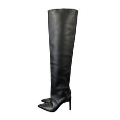 Courrges Sharp Stiletto Pointed Toe Over The Knee Boot Sz 39 Us 8 Nwob Leather Size: 39 - Us 8 Condition: Brand New Without Box, Some Price Sticker Residue On The Sole 4 1/4" (110mm) Heel Side Zip Closure Leather Upper, Lining And Sole Please See Photos. Ask Any Questions Before Purchasing. Elegant Fitted Heeled Boots With Snip Toe, Formal Fitted Heeled Boots With Snip Toe, Fitted High Heel Boots With Leather Sole, Fitted Heels With Reinforced Heel In Calf Leather, Designer Fitted Boots With Pointed Toe, Fitted Calf Leather Heeled Boots For Night Out, Designer Boots For Work, Designer Fitted Heeled Boots For Office, Designer Fitted Boots With Padded Heel