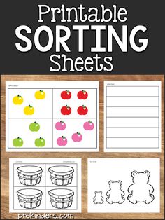 printable sorting sheets with apples and bears