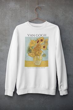 Hi guys, Thank you for stopping by my shop. If you have any questions or need anything please feel free to reach out! Best, Aly :) Van Gogh sunflowers art print sweatshirt. Van Gogh Sweatshirt, Sunflowers Sweatshirt, Aesthetic Clothing,Art Gift, Vincent Van Gogh, Art Shirt, Aesthetic Shirt,Art Hoe,Indie Clothing A quick note: Due to monitor/device resolutions and lighting conditions, colors can vary to a degree from what you see on your screen. A unisex heavy blend crewneck sweatshirt that is so Sunflowers Art, Sunflower Art Print, Indie Clothing, Vincent Van Gogh Art, Van Gogh Sunflowers, Sweatshirt Aesthetic, Clothing Art, Aesthetic Shirt, Shirt Aesthetic