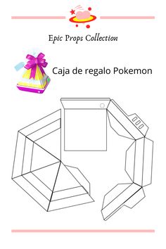 an open box with a bow on it and the words caja de regalo pokemon