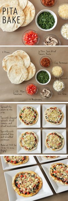 the steps to making pizzas with different ingredients