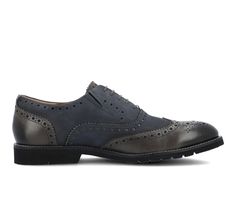 A room-commanding derby with brogue details, the Covington by Thomas & Vine. This comfortable genuine leather oxford dress shoe features an elastic gusset and an ExtraLight® outsole lined with a 6 mm Tru Comfort Foam™ footbed. Classic wingtip details top the look. Genuine Leather upper, Lace-up closure for secure fit,1\ heel, Round toe, Tru Comfort Foam™ insole for all day comfort, EVA (Ethylene Vinyl Acetate) outsole, Elastic gusset allows for comfort and ease, Cushioned collar and tongue for a Thomas Vines, Wingtip Oxford Shoes, Wingtip Oxford, Oxford Dress, Shoe Carnival, Dress Shoe, Mens Oxfords, Men Dress, Designer Shoes