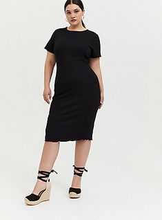 Black Smocked Bodycon Dress, DEEP BLACK Plus Womens Black Uneven Hem Dress, Midi Bodycon Dress Plus Size, Plus Size Little Black Dress Winter, Little Black Dresses Plus Size, Plus Size Black Body Con Dress, Black Fitted Tshirt Dress, Simple Black Dress Casual Plus Size, Little Black Dress Curve, Bodycon Dress For Apple Shape