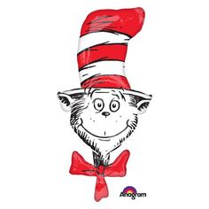 the cat in the hat is wearing a red bow tie