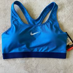 Nwt- Two Tone Blue Sports Bra. Blue Racerback Sports Bra For Light Sports, Blue Fitted Racerback Sports Bra, Functional Blue Sports Bra With Medium Support, Blue Sleeveless Sports Bra For Gym, Blue Sleeveless Moisture-wicking Sports Bra, Functional Fitted Blue Sports Bra, Blue Sleeveless Activewear For Sports, Blue Sleeveless Activewear For Sports Events, Fitted Functional Blue Sports Bra