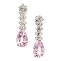 Luxury Pink Diamond Earrings Brilliant Cut, Luxury Pink Brilliant Cut Diamond Earrings, Luxury Pink Diamond Earrings With Accents, Pear-shaped Pink Diamond Jewelry, Elegant Pink Diamond Earrings With Accents, Formal Pink Diamond Earrings, Classic Pink Drop Jewelry, Pink Pear-shaped Jewelry With Diamond Accents, Pink Diamond Teardrop Earrings