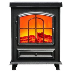 an image of a stove that is in the shape of a fire place with flames coming out