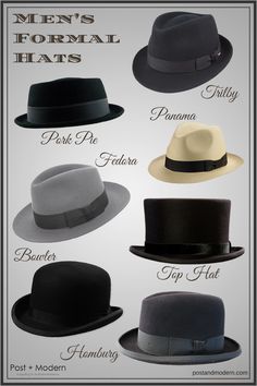 Types Of Mens Hats, Mens Dress Hats, Mens Hats Fashion, Mens Hats, Types Of Hats, Men's Hats, Mens Fashion Classy, Mens Formal, Men Style Tips