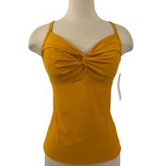 - Size: 34 D/Dd - Length From Armpit To Bottom Hem: ~14.5" - Adjustable Cross Back Straps - Twist Detail In Front - Underwire - Removable Soft Cups Included - New With Tag Fast Shipping! Tankini Swim Tops, Soft Cup, Swim Top, Back Strap, Yellow Orange, Orange Yellow, Womens Swim, Tankini, Swimming