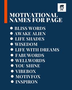 the cover of motivational names for page