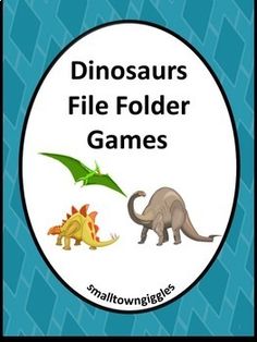 an image of a dinosaur game with the title dinosaurs file folder games written below it