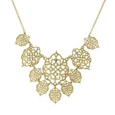 This gorgeous bib necklace features lovely filigree pendants in a silver-tone or gold tone finish. An enchanting accessory that makes a statement. This stunning statement necklace adds a gorgeous touch to any outfit.A unique piece ideal for a special occasion or wear with your favorite t-shirt. It hangs effortlessly and It's perfect for summer. An affordable necklace makes the perfect gift. A genuine head-turning jewelry must-have. Measurements: 16" L x 4.5" W x 2.75" H 2028 Jewelry Collection 2 Channel Jewelry, Affordable Necklaces, Filigree Jewelry, Filigree Pendant, Costume Jewelry Necklaces, Elegant Necklaces, Stunning Necklace, Bib Necklace, Jewelry Companies