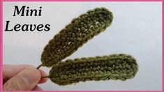 someone is crocheting an odd shaped object out of yarn with the words mini leaves on it