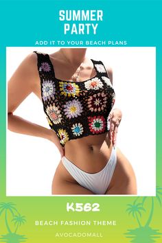 Women Summer Beach Crochet Top Bralette Knit Bra Bikini K562 Cutout Blouse, Beach Crochet, Crochet Cover Up, Fashion Themes, Bralette Tops, Swimsuit Cover, Summer Party, Beach Style, Summer Beach