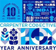 an advertisement for the 20th anniversary of carpenter collective, which is celebrating its 10th year