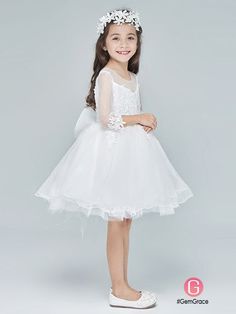 Flower Girl Dresses Tulle Lace White Short Sheer Top Flower Girls Dress Spring Tulle Dress For Confirmation, Princess Tutu Dress With Lace Bodice For Confirmation, Princess Style Tutu Dress With Lace Bodice For Confirmation, White Tulle First Communion Dress With Tulle Skirt, Spring Confirmation Lace Dress, White Tulle First Communion Dress With Lace Bodice, White Princess Dress With Floral Applique For First Communion, White Lace First Communion Dress With Floral Applique, White Lace Dress With Sheer Bodice