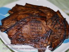 the steak is cooked and ready to be eaten on the plate for dinner or as an appetizer