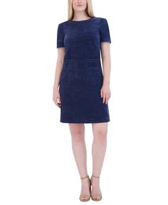 in stock Eliza J, Jewel Neck, Shift Dress, In Store, Pick Up, Buy Online, Texture, Free Shipping