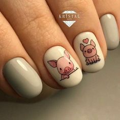 Pig Nail Art, Pig Nails, Flamingo Nails, Animal Nail Art, Milky Nails, Animal Nails, Instagram Nails, Short Nail Designs, Acrylic Nail Art